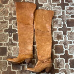 Stylish Tan Leather Over-the-Knee Boots